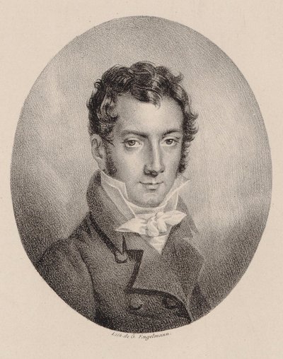 ヴァイオリン奏者で作曲家のヨーゼフ・マイゼダーの肖像（1789～1863年）。 作： Godefroy Engelmann