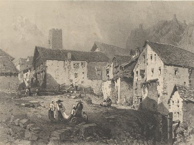 山の村の眺め、カリフォルニア州。 1829-33。 作： Godefroy Engelmann