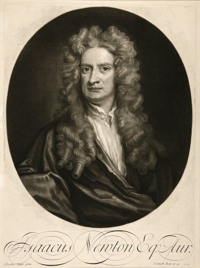 アイザック・ニュートン、エスク、パブ。1712年に彫られたもの 作： Godfrey (after) Kneller