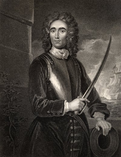 ジョン・ベンボウ、W.T.モートの彫刻、1820年頃発行の「The National Portrait Gallery, Volume IV」より（リトグラフ）。 作： Godfrey (after) Kneller