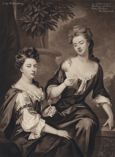 マールボロ公爵夫人サラとフィッツァーディンジ夫人（リトグラフ 作： Godfrey (after) Kneller