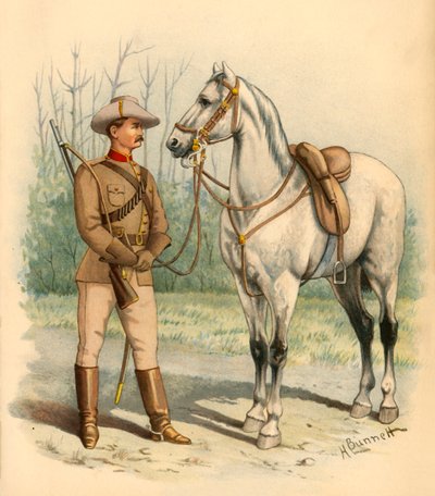 ビクトリア朝のマウントされたライフル、1890。 作： Godfrey Douglas Giles
