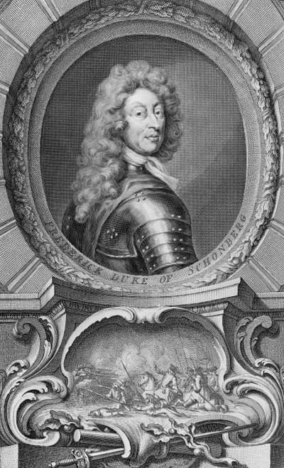 ジェイコブスウーブラケン（1698-1780）によって刻まれた、シェームベルク公フレデリック（1615-90） 作： Godfrey Kneller
