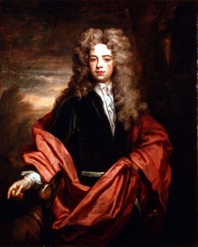 グレイハウンドを連れた紳士の肖像 作： Godfrey Kneller