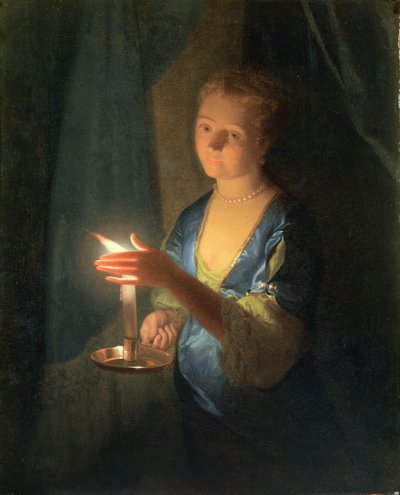 キャンドルを持った女性 作： Godfried Schalcken