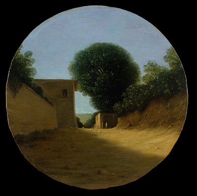 家のそばの田舎道（銅に油彩） 作： Goffredo Wals