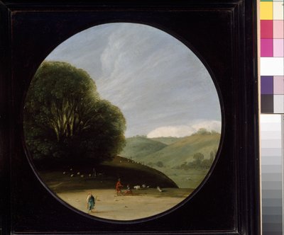 牧歌的な人物のいる風景、c。 1615年 - 1638年（銅に油彩） 作： Goffredo Wals