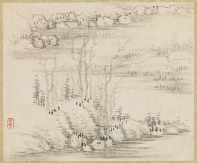 風景と木々、約。 1679年。 作： Gong Xian