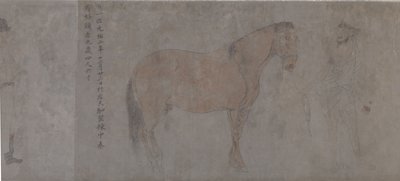 五頭の貢馬の詳細（紙に墨＆彩色） 作： Gonglin Li