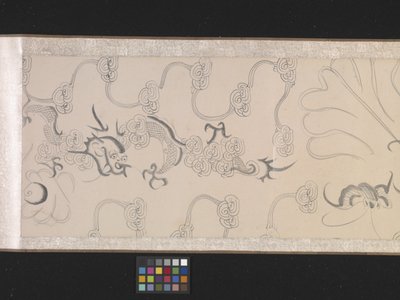 5頭の貢ぎ馬（紙に墨と彩色） 作： Gonglin Li