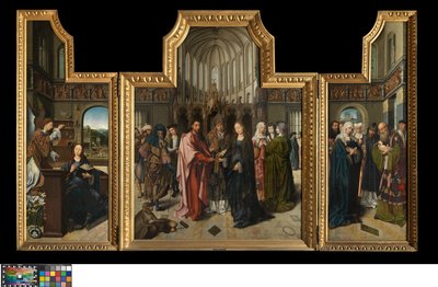 The Colibrant Triptych, c.1517 (oil on panel)   1440011   ja       japanese Successfully Translated  Original: Book Illustration: Bridge (colour woodcut) Translat: Book Illustration: Bridge (colour woodcut) 1448684 ja japanese Successfully Translated Origi 作： Goossen van der (1465 c.1538) Weyden