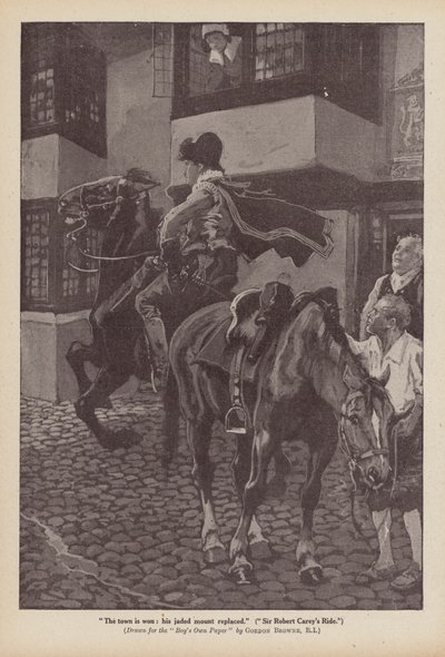 ロバート・キャリー卿の騎行（リトグラフ） 作： Gordon Frederick (after) Browne