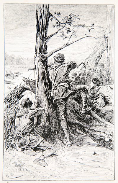 GA Henty、パブによる「カナダのウィルフ、または大陸の勝利」からのイラスト。 Blackie and Son Ltd.、1887 作： Gordon Frederick Browne
