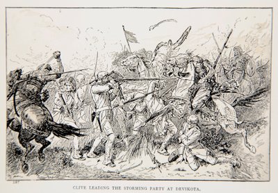 パブ、GAヘンティによる「インドのクライヴとインド、または帝国の始まり」のイラスト。ロンドン、1884 作： Gordon Frederick Browne