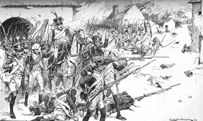 柱が次々と村に押し込まれ、投げ戻された、1896、1902 作： Gordon Frederick Browne