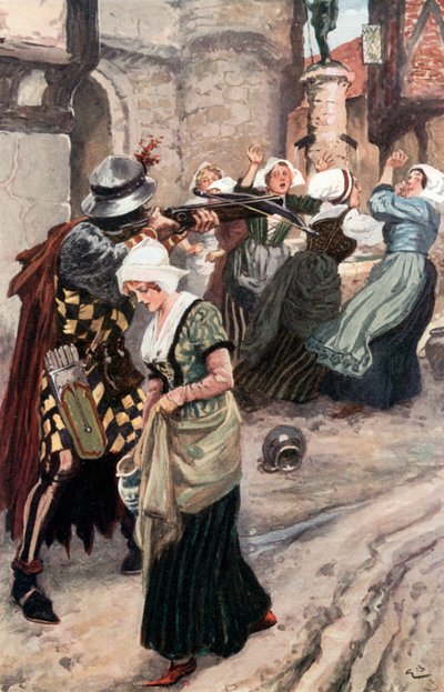 デニスはクロスボウを倒し、撃つふりをした 作： Gordon Frederick Browne