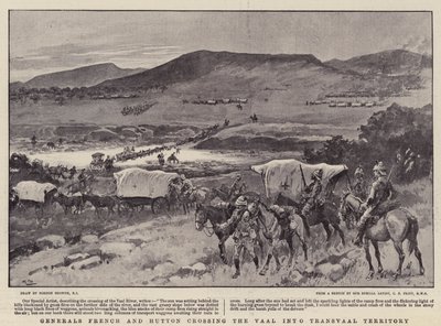 フレンチ将軍とハットンがヴァールを横断してトランスヴァール地域に 作： Gordon Frederick Browne