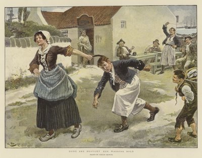 ホーム彼女は大胆に戦士を連れてきた（chromolitho） 作： Gordon Frederick Browne