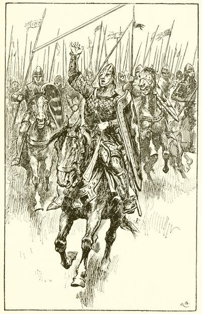 ヘイスティングスの戦いで突撃するノーマン 作： Gordon Frederick Browne
