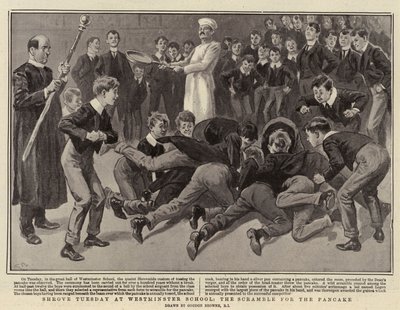 ウェストミンスタースクールでの火曜日の告解、パンケーキのスクランブル 作： Gordon Frederick Browne