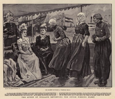 オランダの女王は、オランダの漁船隊を見直します 作： Gordon Frederick Browne