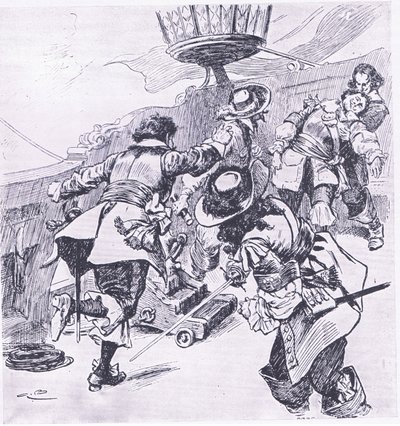 1653年7月31日のフォントロンプの死、イギリスと陸海の戦い、1915年のイラスト 作： Gordon Frederick Browne