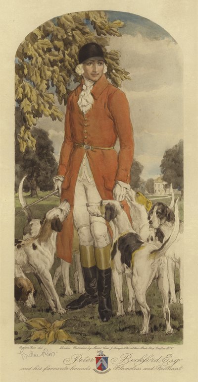 Peter Beckford Esq と彼のお気に入りの猟犬 Shameless and Brilliant (色リソ) 作： Gordon Ross