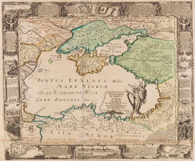 黒海とクリミアの地図、c。 1740年。 作： Gottfried Jacob Haupt