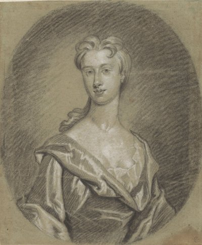 女性のポートレート、バスト、楕円形 作： Gottfried Kneller