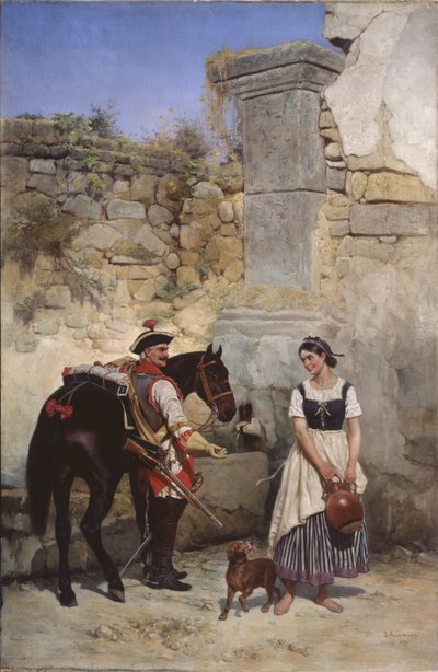 井戸の風景、1890 作： Gottfried Willewalde