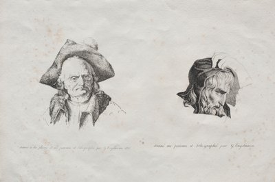 平版のエッセイのコレクション：2つの頭、1816。 作： Gottfried or Godefroy Engelmann