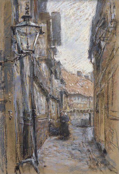 Teilfeldのストリート、1890（カードにパステル） 作： Gotthardt Johann Kuehl