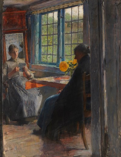 庭の窓辺の女性、c. 1890年。 作： Gotthardt Kuehl