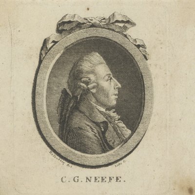 作曲家クリスチャン・ゴットロブ・ネーフの肖像 1748-1798年、c. 1780年。 作： Gottlob August Liebe