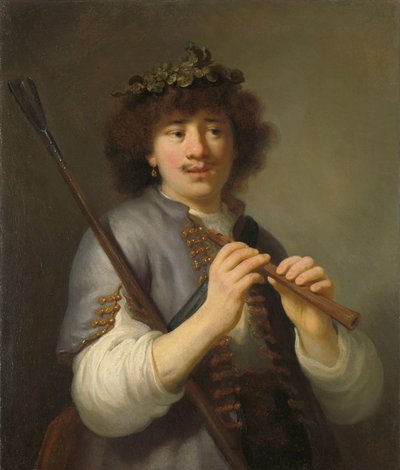レンブラント、スタッフとフルートを持つ羊飼い、1636年 作： Govaert Flinck