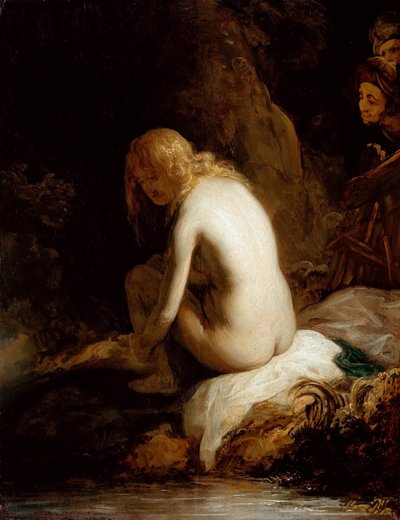 "Suzanne et les vieillards" （スザンナと長老たち） Peinture de Govaert (Govert) Flinck (1615-1660) 木に油彩 Dim 49,6x37,8 cm Staatliche Museen, Berlin 作： Govaert Flinck