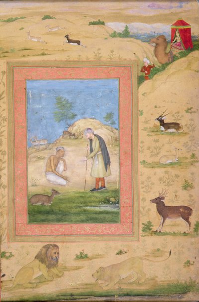Majnun Kneels Before Lailas Messenger、Shah Jahan Albumから 作： Govardhan attr. to Govardhan attr. to