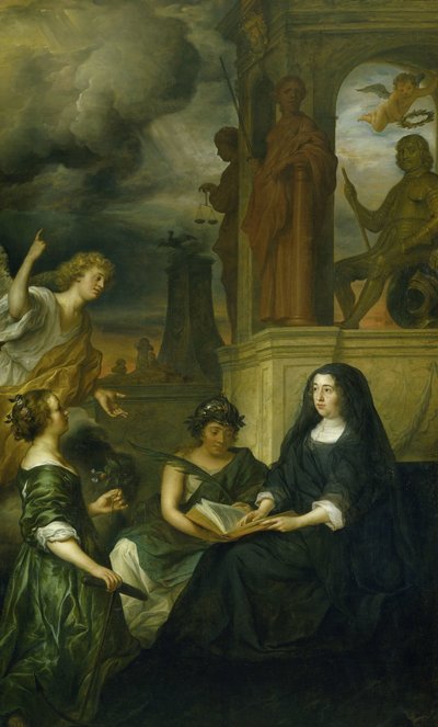 オラニエ公フレデリック・ヘンドリック (1584-1647) の記憶に関する寓意と未亡人アマリア・ヴァン・ソルムスの肖像 作： Govert Flinck