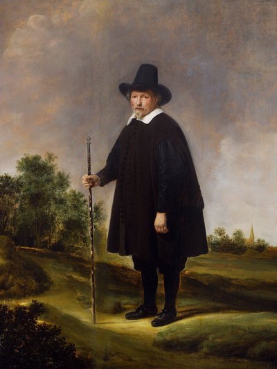 風景を背景にした男の肖像 作： Govert Flinck