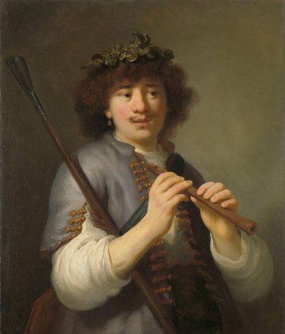 杖とフルートを持つ羊飼いとしてのレンブラント 杖とフルートを持つ羊飼いとしてのレンブラント 作： Govert Flinck