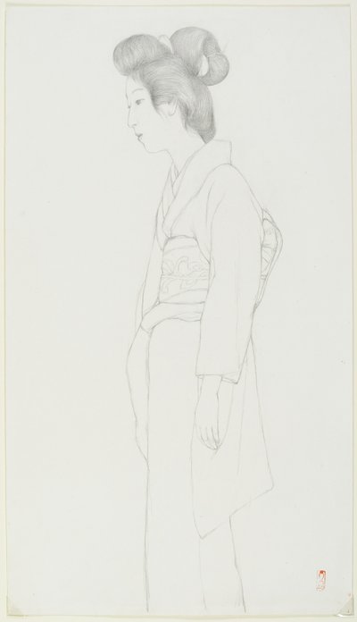 （立っている女の絵）、20世紀初頭 作： Goyo Hashiguchi