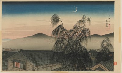 神戸の夜月（神戸の夜月）1920年1月大正時代（版木版） 作： Goyo Hashiguchi