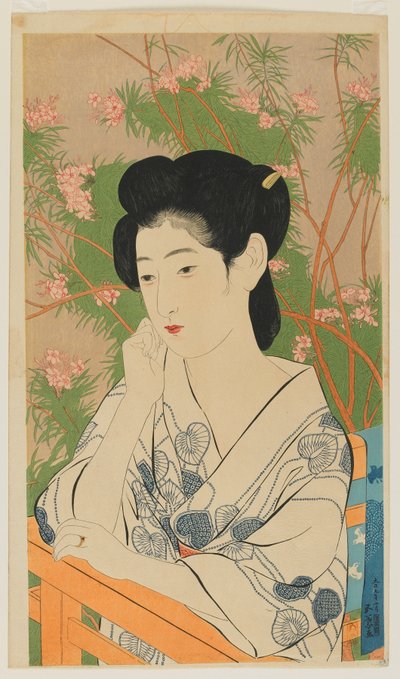 温泉宿（温泉宿）1920年7月大正時代（色木版） 作： Goyo Hashiguchi