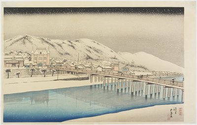 1920年1月、京都の三条大橋 作： Goyo Hashiguchi