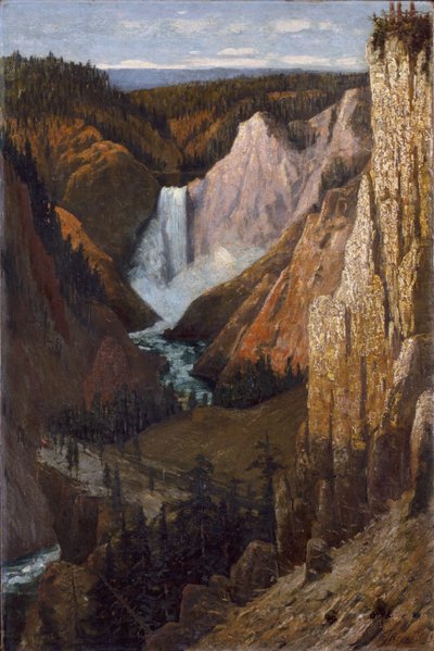 ローワー フォールズの眺め、イエローストーンのグランド キャニオン、1890 年。 作： Grafton Tyler Brown
