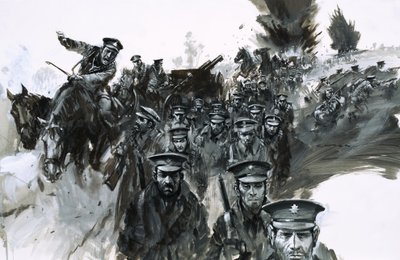 1914年のモンスでは、一連の失態が起こり、フランス全土の長期撤退につながった。 作： グラハム・コトン