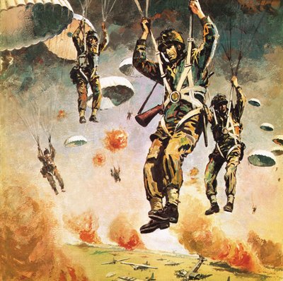 9月17日、アーネムに降下する英第1空挺師団 作： グラハム・コトン