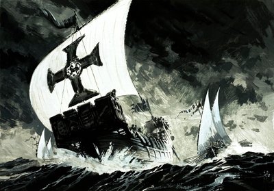 ハンス・シルトベルガー（1380-1440）は30年以上奴隷だった（紙にグワッシュ） 作： グラハム・コトン