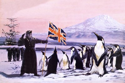 1840年、南極の氷にユニオンジャックを植えるジェームズ・クラーク・ロス 作： グラハム・コトン