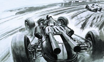 ロータス・フォードを駆ったジム・クラークがインディアナポリス500を制するまで、イギリス人は誰もインディアナポリス500を制したことがなかった。 作： Graham Coton